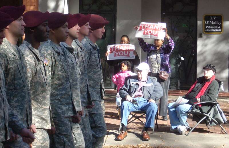 Thanks to the soldiers of Fort Bragg at the Veteran's Day Parade in Fayetteville, Cumberland County, North Carolina.