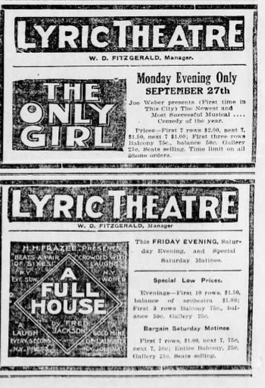 Lyric Theater Newspaper Ad Allentown PA