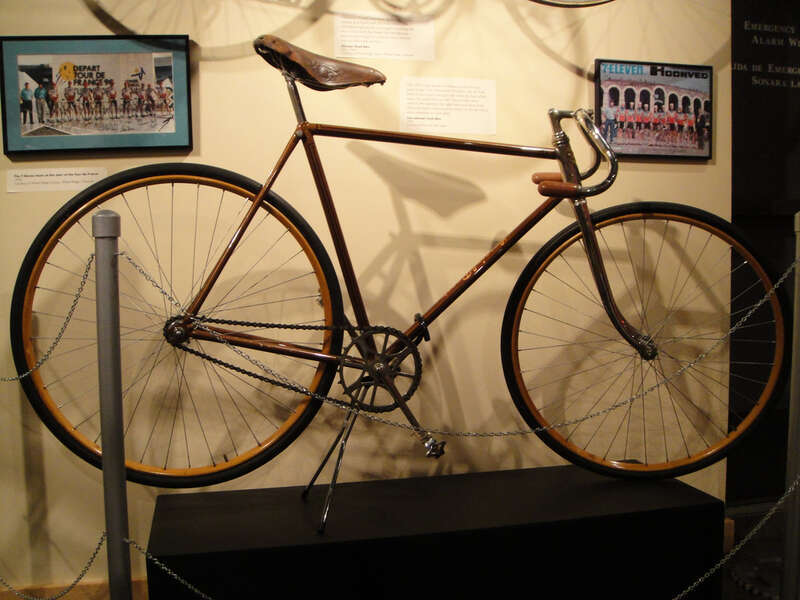 Iver Johnson started as an American arms manufacturer. In addition to guns, the company would also make bicycles and motorcycles. This bike was raced in the 1928 Amsterdam Olympics. The frame is lugless and has a seat cluster that would later be