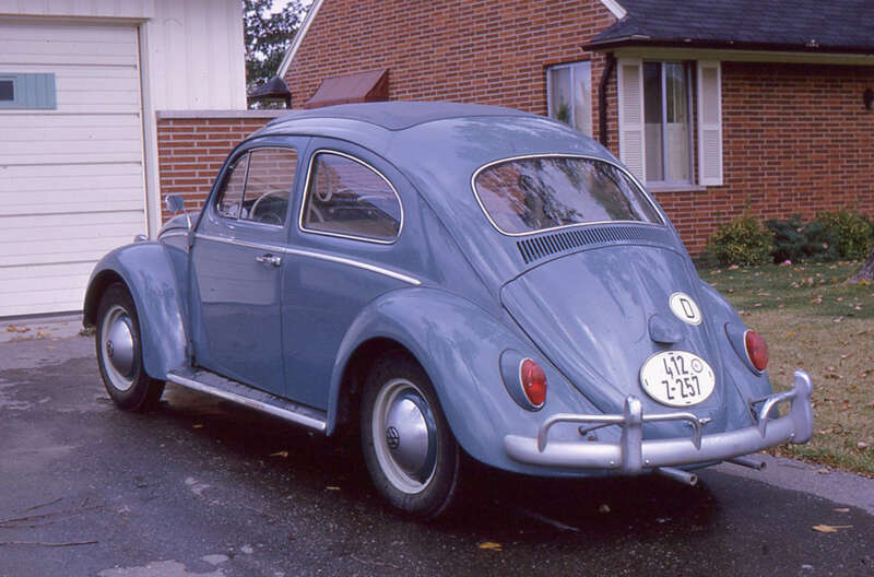 1963 Volkswagen Beetle with Sunroof
Original description from Flickr:



“

My 1963 Volkswagen, just back from Europe.  It is at the home of George Hurchalla, my Haverford College roommate, in Livonia, near Ann Arbor, Michigan.  The main &quot;extra&quot;