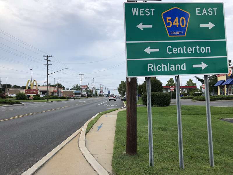 View north along New Jersey State Route 47 (Delsea Drive) just south of Cumberland County Route 540 (West Park Avenue) in Vineland, Cumberland County, New Jersey
