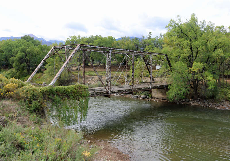 Coaldale Bridge No. 1, an abandoned through truss bridge that goes over the Arkansas River at Coaldale, Colorado.