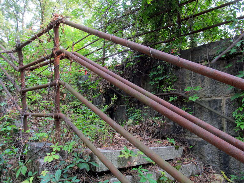 Abandoned stairs at the former Brattle station in July 2015