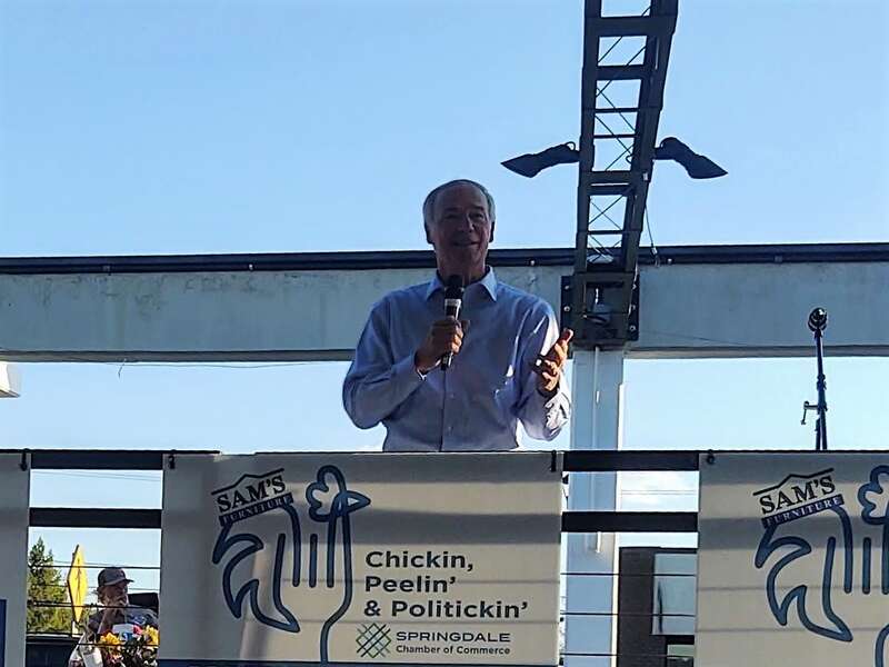 Governor of Arkansas Asa Hutchinson speaks at the annual "Chickin, Peelin' &amp;amp; Politickin'" in Springdale, AR