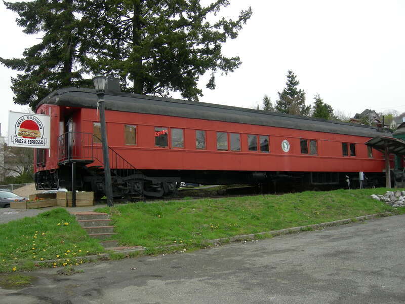 Historic Fairhaven district, Bellingham, Washington. One of several rail cars repurposed as retail space.