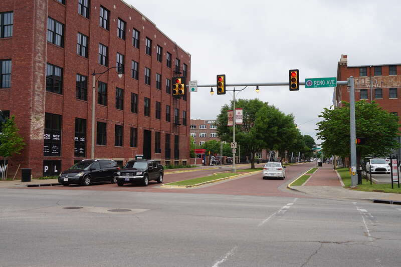 Oklahoma Avenue in the Bricktown district of Oklahoma City, Oklahoma (United States).