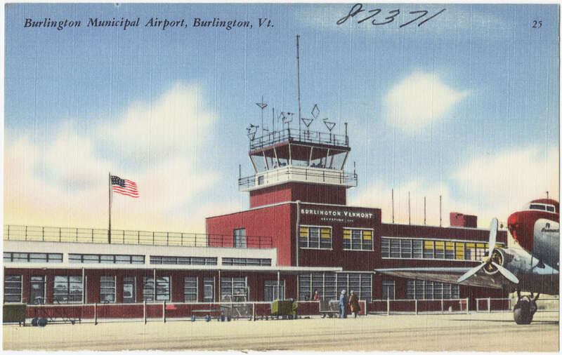 File name: 06_10_002167
Title: Burlington Municipal Airport, Burlington, Vt. 
Created/Published: Pub. by The Riverside Paper Co., Burlington, Vermont
&quot;Tichnor Quality Views&quot;, Reg,U.S.Pat.Off., Made Only by Tichnor Bros., Inc., Boston, Mass.
Date