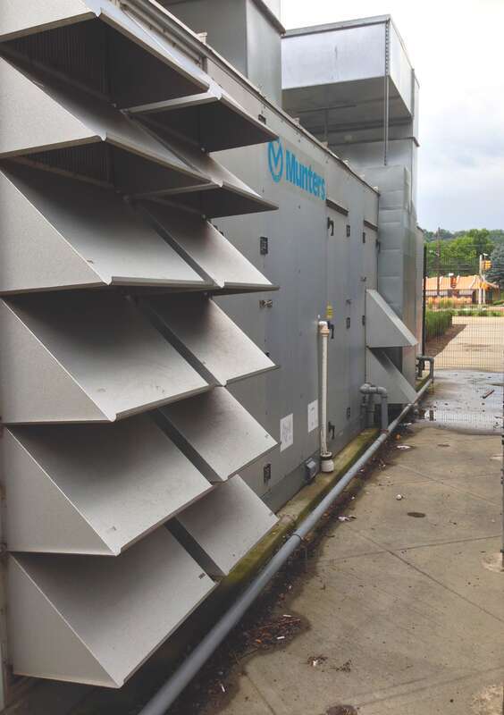 A large dehumidifier for an indoor ice arena