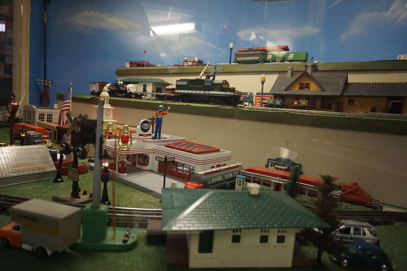 The O-scale model railway layout at the Cotton Belt Depot Museum in Tyler, Texas (United States).