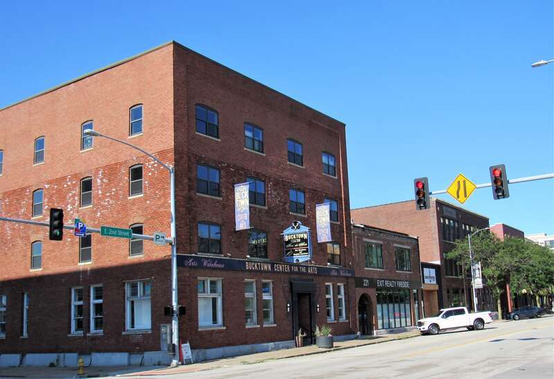 Buildings along East Second Street in the Davenport Motor Row and Industrial Historic District in Davenport, Iowa