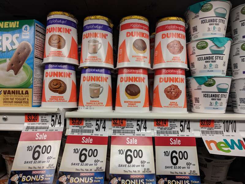 Dunkin' Donuts Yoplait Yogurt Display at American Grocery Store