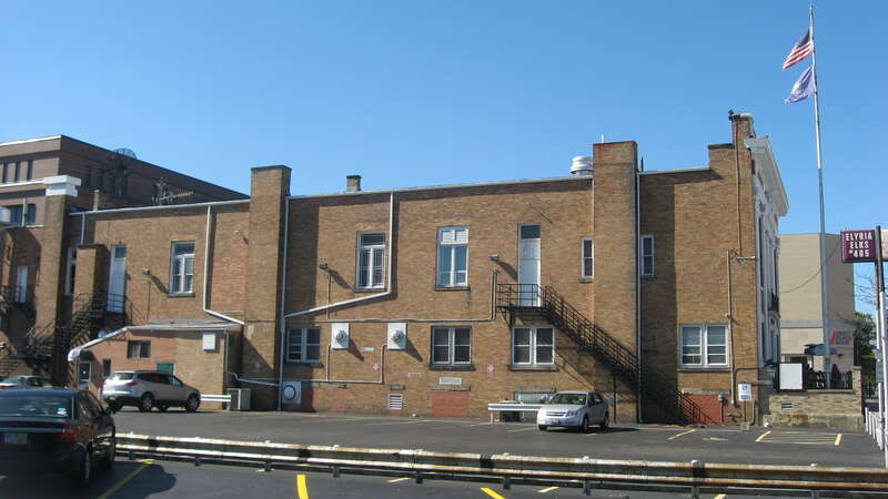 Eastern side of the Elyria Elks Club, located at 246 Second Street in Elyria, Ohio, United States.  Built in 1911, it is listed on the National Register of Historic Places, and it is part of a Register-listed historic district, the Elyria