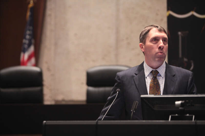 Eric Claeys speaking with attendees at an event titled &quot;New Challenges to Constitutional Law&quot; hosted by the Arizona State University Center for Political Thought &amp;amp; Leadership at the Sandra Day O'Connor College of Law in Tempe, Arizona.

Please