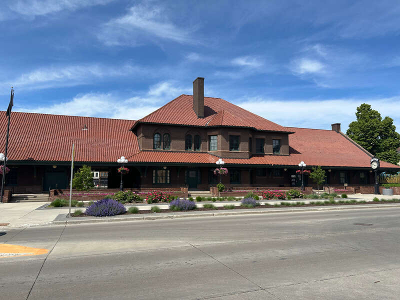 4:3 view of Fargo Northern Pacific Railway Depot.