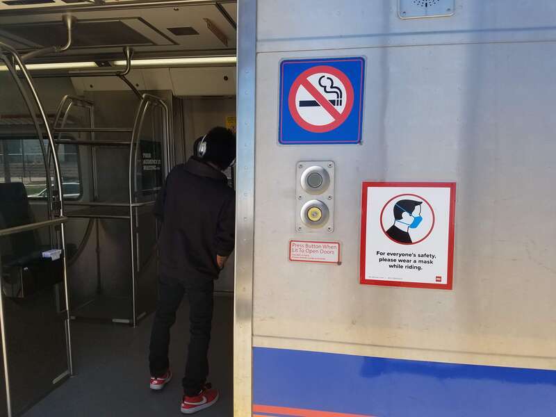 For everyone's safety, please wear a mask while riding.  Sign on train at Arvada Ridge Station.