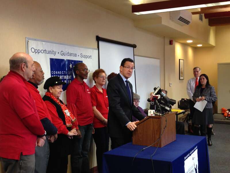 Monday, January 27, 2014 -- Governor Dannel P. Malloy held a press conference at the Connecticut Department of Labor CT Works Career Center in New Britain, where he unveiled a three-pronged legislative package aimed at further reducing the number of