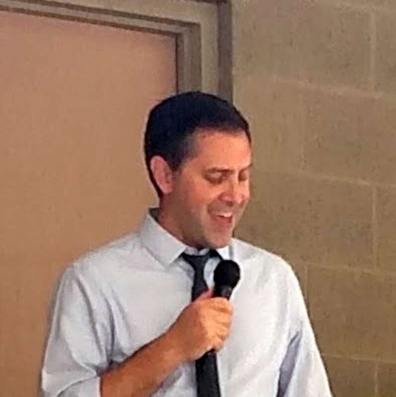 Greg addresses a rally of the Washington County Democrats at Shiloh Square in Springdale, Arkansas