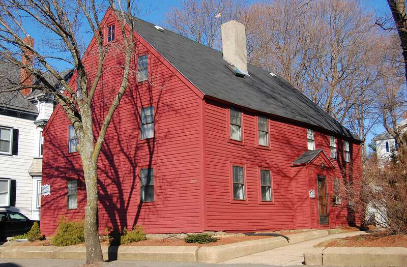 Hazadiah Smith House, built in 1686, a First Period house in Beverly, Massachusetts.