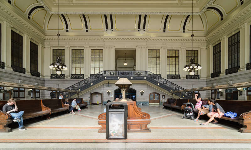 Waiting room, Hoboken Terminal, Hoboken, New Jersey.