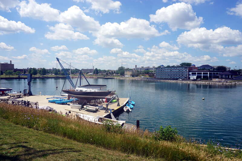 The Pike River Canal in Kenosha, Wisconsin (United States).