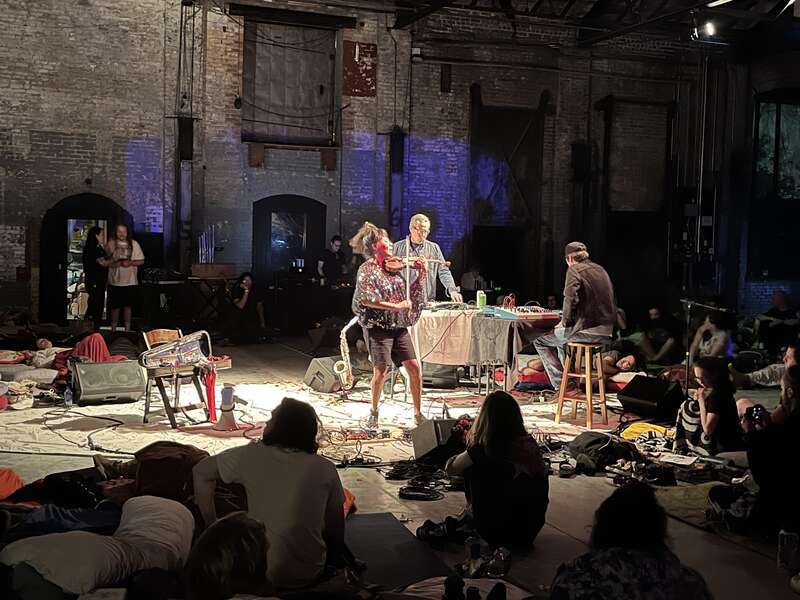 Laura Ortman and Wolf Eyes perform together at the Basilica Hudson as part of the 2023 24-Hour Drone concert.