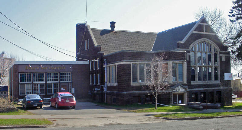 West corner of the NRHP-listed Lincoln Branch Library in Duluth, Minnesota.