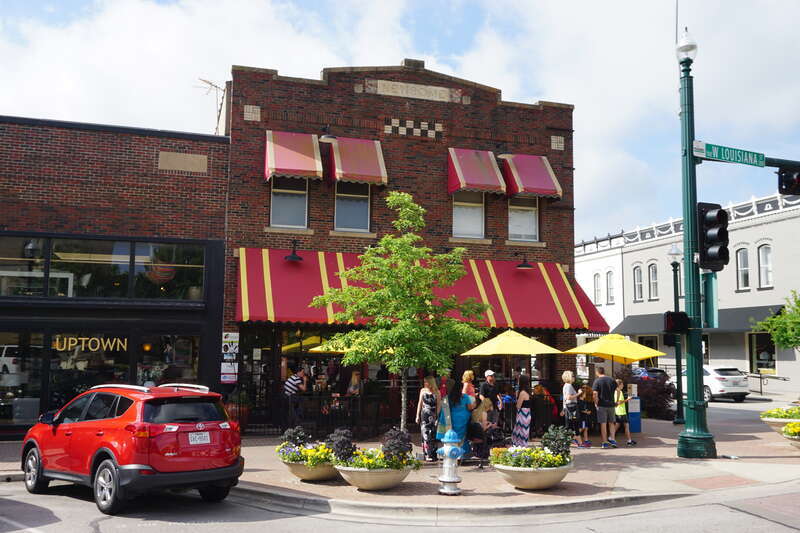 The Newsome-Abernathy Building, currently the Spoons Cafe, in McKinney, Texas (United States).