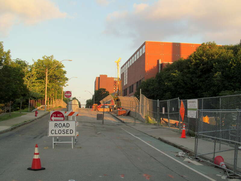 Medford Street bridge closed during construction of the Green Line Extension in July 2015