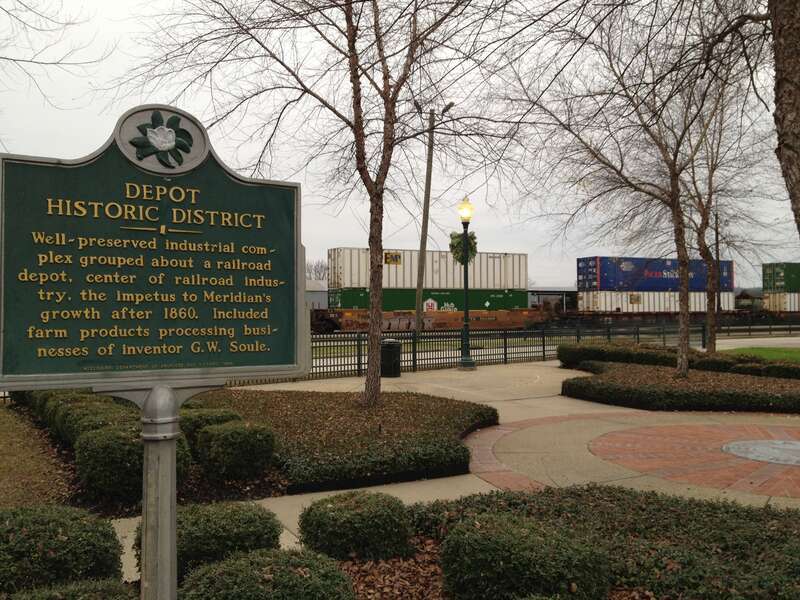 Depot District sign outside of Meridian, Mississippi's Union Station