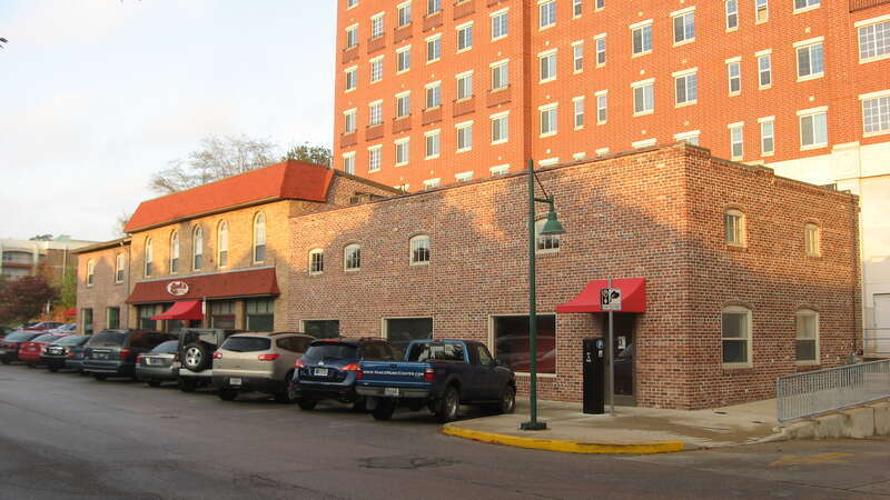Front of the Smallwood Pike Buildings, located at 408-420 N. Morton Street in Bloomington, Indiana, United States.  Built in 1927, it is a part of the Bloomington West Side Historic District, a historic district that is listed on the National