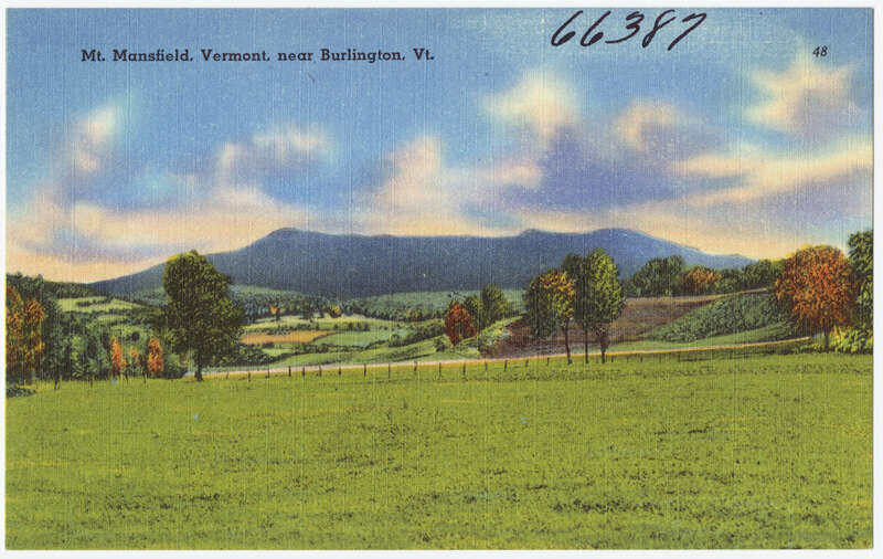 File name: 06_10_002144
Title: Mt. Mansfield, Vermont, near Burlington, Vt. 
Created/Published: Pub. by Riverside Paper Co., Burlington, Vt.
&quot;Tichnor Quality Views&quot;, Reg,U.S.Pat.Off., Made Only by Tichnor Bros., Inc., Boston, Mass.
Date issued: 1930