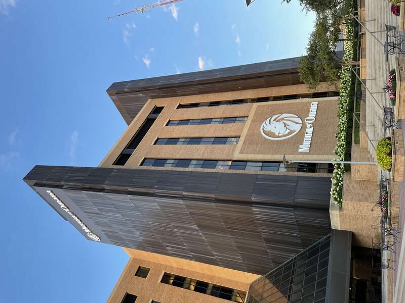 Mutual of Omaha headquarters building at 3333 Farnam Street in Omaha, Nebraska in 2021