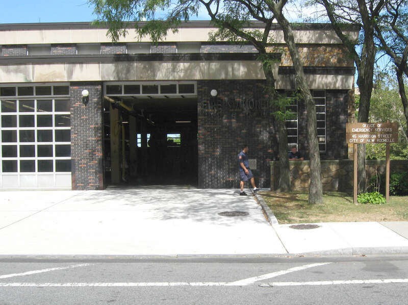 Looking northeast at a w:New Rochelle, New York fire station.  ZIP 10801.