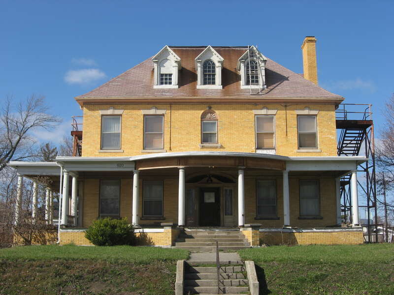 Front of the Neely-Sieber House, located at 620 W. Spring Street in Lima, Ohio, United States.  Built in 1904, it is listed on the National Register of Historic Places.