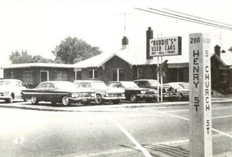 &quot;Buddie's&quot; Used Cars, intersection of Henry  and Church Streets, Rocky Mount, NC (http://digital.ncdcr.gov/u?/p249901coll22,66604)