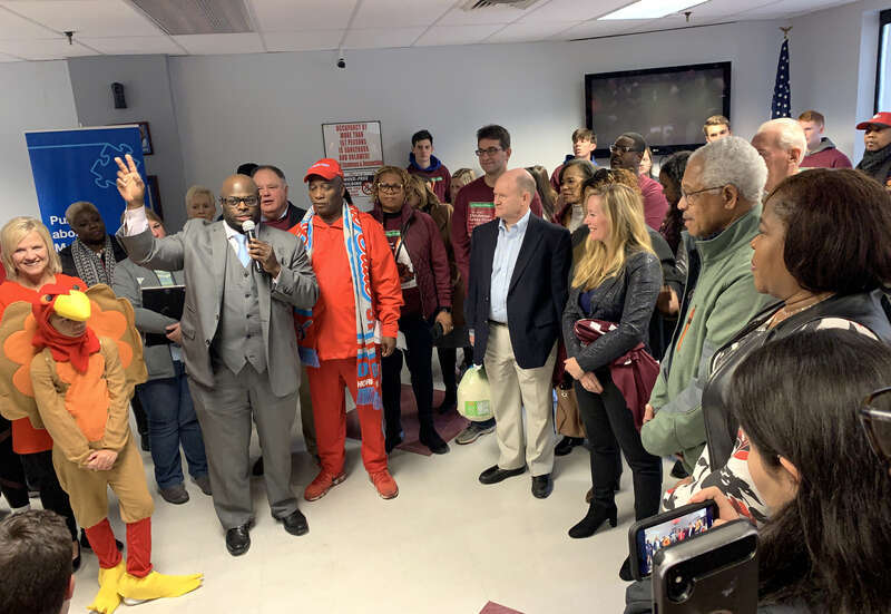 Senator Coons attended Norman Oliver's 37th Annual Turkey Drive and Give Away in Wilmigton, Del., Nov. 26, 2019.