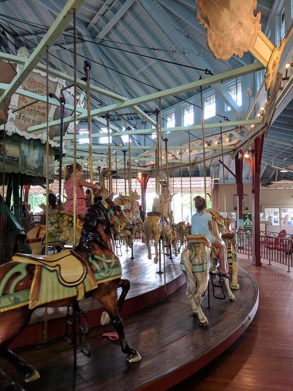 The 1905 Dentzel Carousel in Charlotte, Rochester, New York as it appeared in 2018