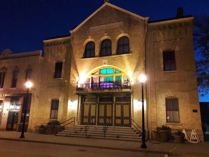 This is a digital photograph of the Oshkosh Grand Opera House as it appeared on October 23, 2018 at 6:43 A.M. local time. 
• National Register of Historic Places listing ID — 74000144