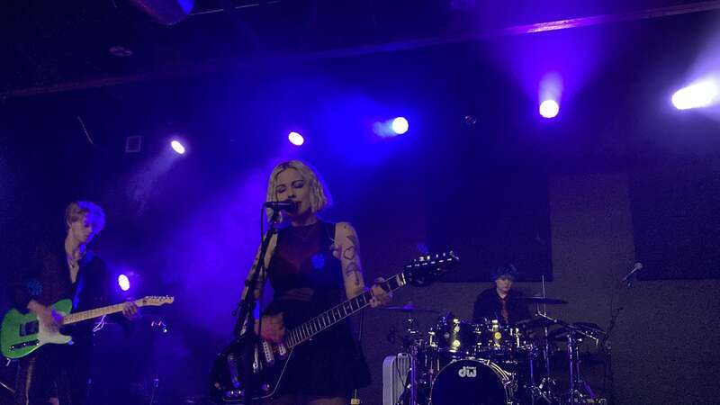 Pale Waves (from left to right: Hugo Silvani, Heather Baron-Gracie, Ciara Doran) perform at Beer City Music Hall in Oklahoma City on June 27, 2022.