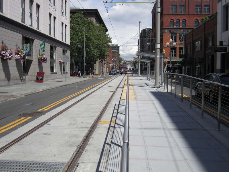 Pioneer Square Streetcar Station. Looking east on S Jackson Street.