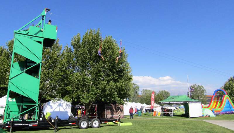 Zip-lining during Polynesian Days at Thanksgiving Point.