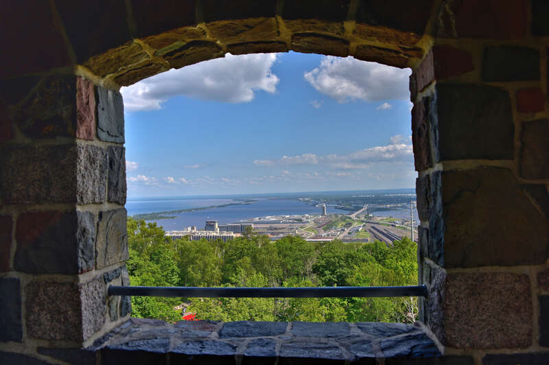 Rice's Point, a district of Duluth, Minnesota, as viewed from Enger Observation Tower.