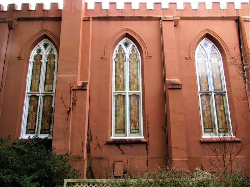 Side elevation of Saint Thomas Preservation Hall in Wilmington, North Carolina.