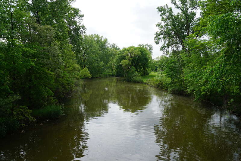 The Saline River at Curtiss Park in Saline, Michigan (United States).