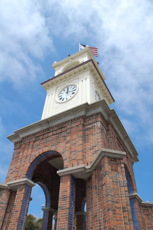 Town Clock Tower located in downtown Santa Cruz, California, USA.