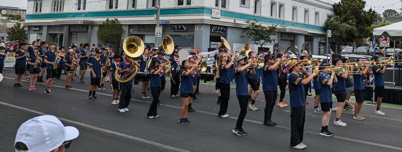 Santa Monica High School marching band at Santa Monica's 2024 Fourth of July parade