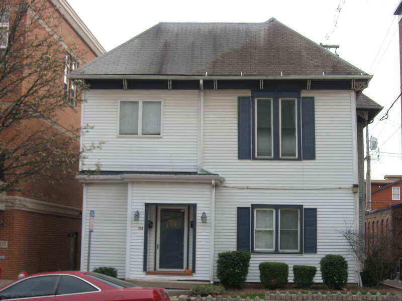 Front of the house located at 114 E. Seventh Street in Bloomington, Indiana, United States.  It was built in 1870.