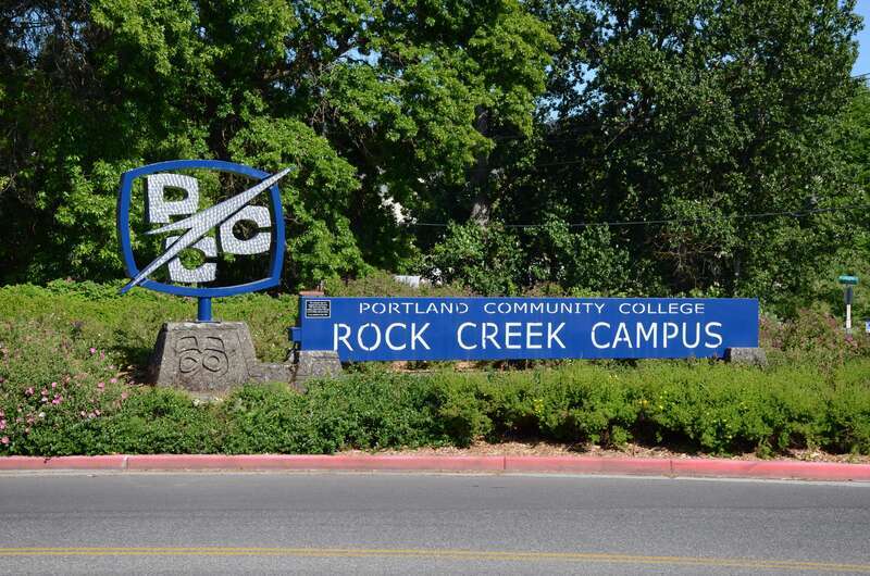 Sign at the entrance to Portland Community College's Rock Creek Campus.