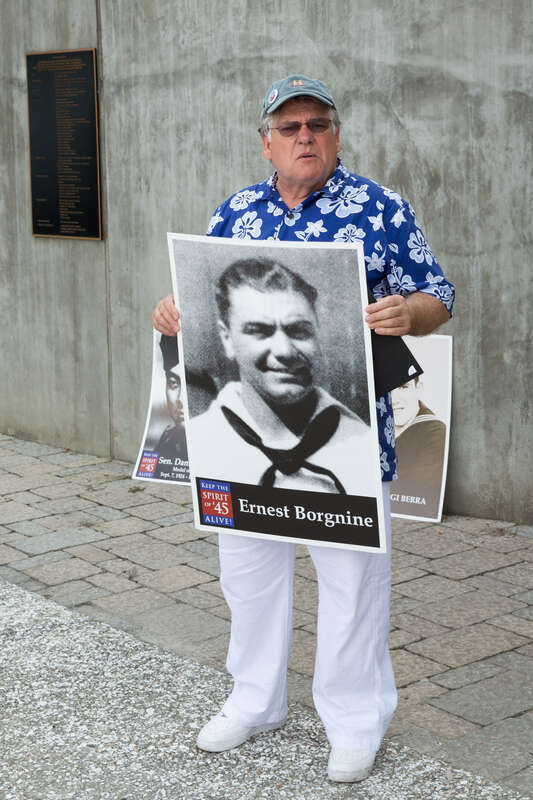 The Spirit of '45 Express is traveling throughout America to help publicize Spirit of '45 Day and promote interest in commemorating the 70th anniversary of the end of World War II.  The tour is stopping at every site where the &quot;Lone Sailor&quot; statue