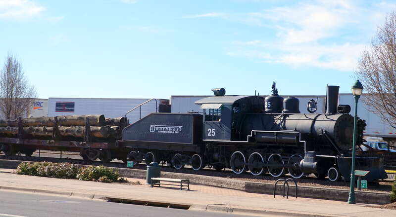 A train in Flagstaff loaded with logs
